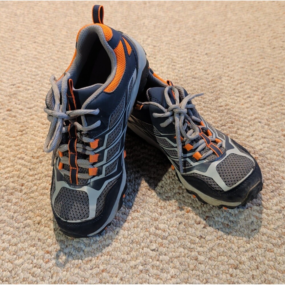 Merrell Moab FST Hiking Shoes Sneakers Youth Kids 4M Blue Grey Waterproof Trail